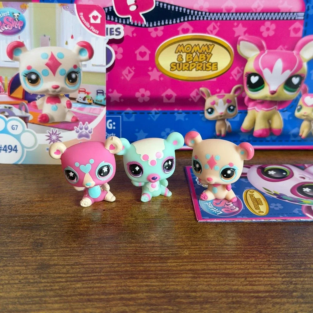 New Littlest Pet Shop LPS 493 Mommy Baby Panda Bear Set Babies Triplets Cute